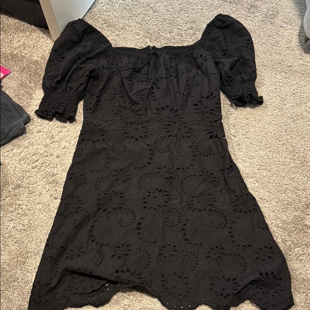 Elegant Black Eyelet Dress